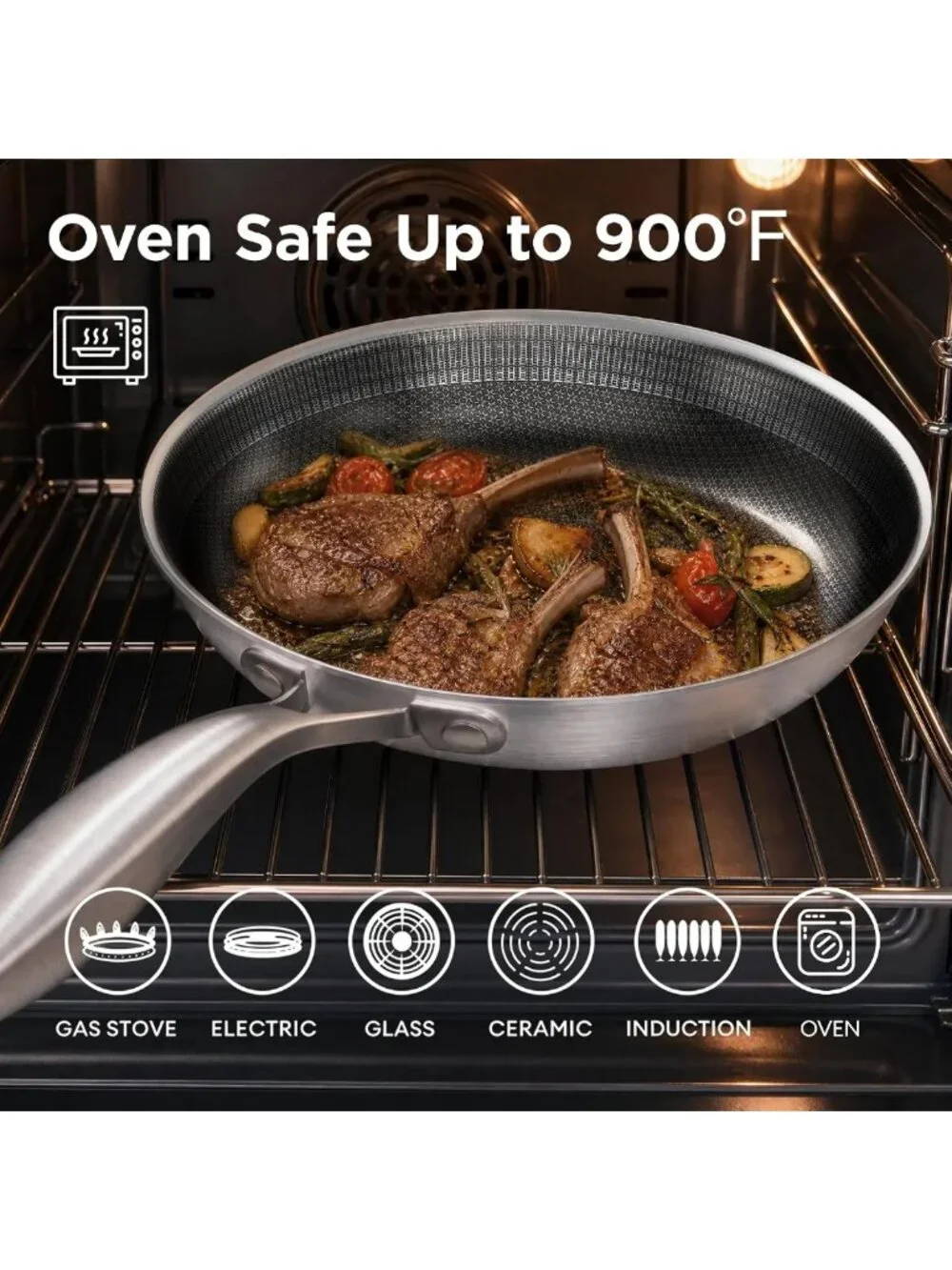 3pc Nonstick Frying Pans Set - Hybrid Cookware, 8